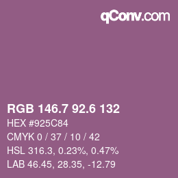 カラーコード: RGB 146.7 92.6 132 | qconv.com