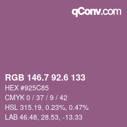カラーコード: RGB 146.7 92.6 133 | qconv.com