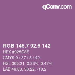 カラーコード: RGB 146.7 92.6 142 | qconv.com