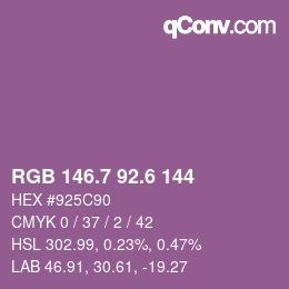 カラーコード: RGB 146.7 92.6 144 | qconv.com