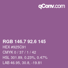 カラーコード: RGB 146.7 92.6 145 | qconv.com