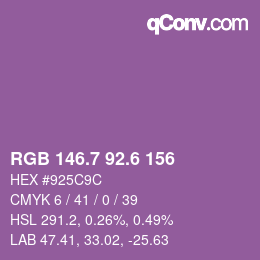 カラーコード: RGB 146.7 92.6 156 | qconv.com