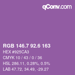 カラーコード: RGB 146.7 92.6 163 | qconv.com