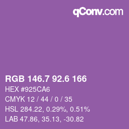 カラーコード: RGB 146.7 92.6 166 | qconv.com