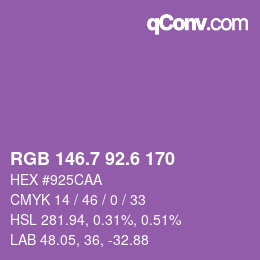 カラーコード: RGB 146.7 92.6 170 | qconv.com