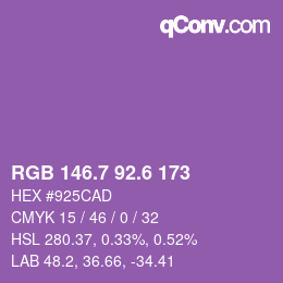 カラーコード: RGB 146.7 92.6 173 | qconv.com