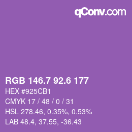 カラーコード: RGB 146.7 92.6 177 | qconv.com