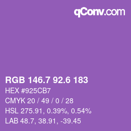 カラーコード: RGB 146.7 92.6 183 | qconv.com