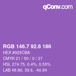 カラーコード: RGB 146.7 92.6 186 | qconv.com