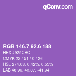 カラーコード: RGB 146.7 92.6 188 | qconv.com