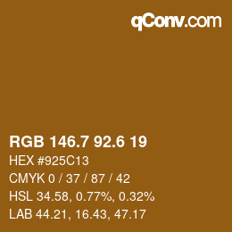 カラーコード: RGB 146.7 92.6 19 | qconv.com