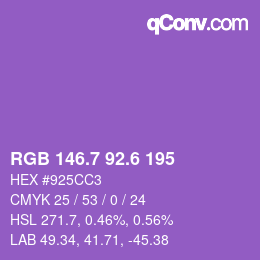 カラーコード: RGB 146.7 92.6 195 | qconv.com