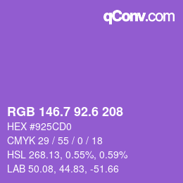 カラーコード: RGB 146.7 92.6 208 | qconv.com