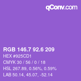 カラーコード: RGB 146.7 92.6 209 | qconv.com