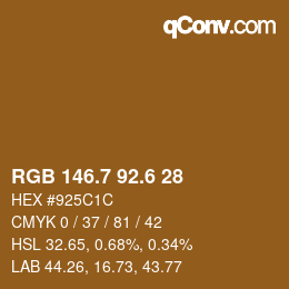 カラーコード: RGB 146.7 92.6 28 | qconv.com