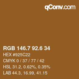 カラーコード: RGB 146.7 92.6 34 | qconv.com