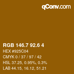 カラーコード: RGB 146.7 92.6 4 | qconv.com