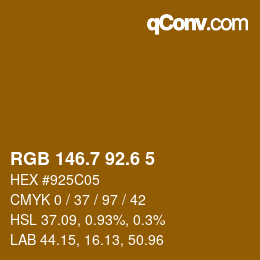 カラーコード: RGB 146.7 92.6 5 | qconv.com