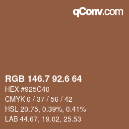 カラーコード: RGB 146.7 92.6 64 | qconv.com