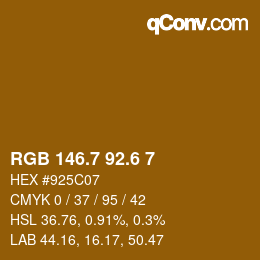 カラーコード: RGB 146.7 92.6 7 | qconv.com