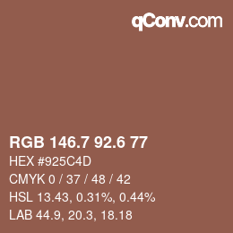 カラーコード: RGB 146.7 92.6 77 | qconv.com