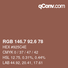 カラーコード: RGB 146.7 92.6 78 | qconv.com