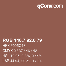 カラーコード: RGB 146.7 92.6 79 | qconv.com