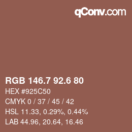 カラーコード: RGB 146.7 92.6 80 | qconv.com