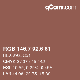 カラーコード: RGB 146.7 92.6 81 | qconv.com