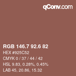 カラーコード: RGB 146.7 92.6 82 | qconv.com