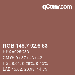 カラーコード: RGB 146.7 92.6 83 | qconv.com