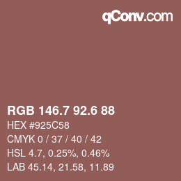 カラーコード: RGB 146.7 92.6 88 | qconv.com