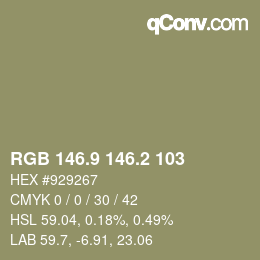カラーコード: RGB 146.9 146.2 103 | qconv.com