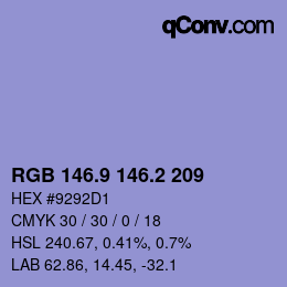 Color code: RGB 146.9 146.2 209 | qconv.com