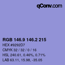 カラーコード: RGB 146.9 146.2 215 | qconv.com