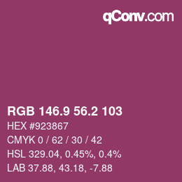 カラーコード: RGB 146.9 56.2 103 | qconv.com