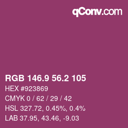 カラーコード: RGB 146.9 56.2 105 | qconv.com