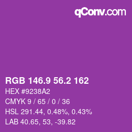 カラーコード: RGB 146.9 56.2 162 | qconv.com