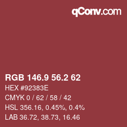 Color code: RGB 146.9 56.2 62 | qconv.com