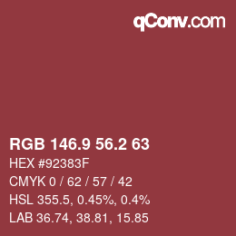 Color code: RGB 146.9 56.2 63 | qconv.com