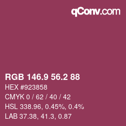 カラーコード: RGB 146.9 56.2 88 | qconv.com