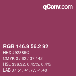 カラーコード: RGB 146.9 56.2 92 | qconv.com