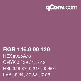 カラーコード: RGB 146.9 90 120 | qconv.com