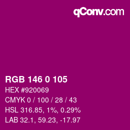 Color code: RGB 146 0 105 | qconv.com
