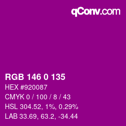 Color code: RGB 146 0 135 | qconv.com