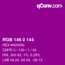 Color code: RGB 146 0 144 | qconv.com