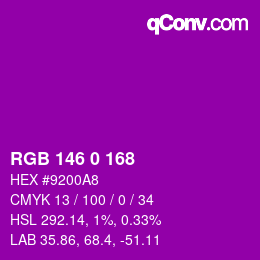 Color code: RGB 146 0 168 | qconv.com