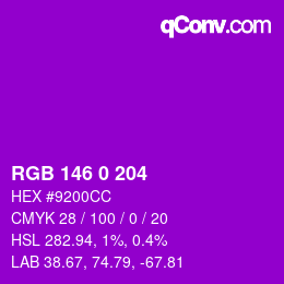 Color code: RGB 146 0 204 | qconv.com