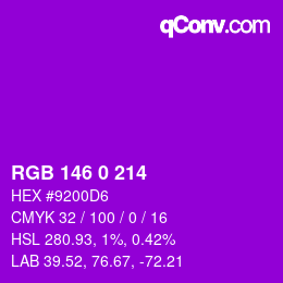 颜色代码: RGB 146 0 214 | qconv.com