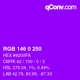 Color code: RGB 146 0 250 | qconv.com